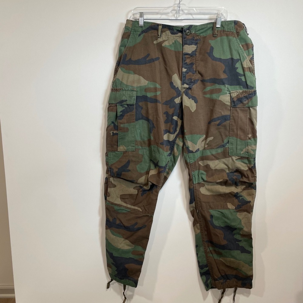 Vintage US Military Woodland Camo BDU Cargo Pants Mens 35x30 Spencer Tape